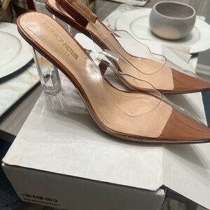 Fashion Nova Transparent and Tan Heels